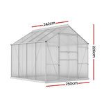 Aluminium Greenhouse Green House Polycarbonate Garden Shed 2.4x2.5M-1