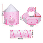 Kids Playhouse Play Tent Pop Up Castle Crawl Tunnel Basketball Hoop Pink-1